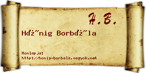 Hönig Borbála névjegykártya